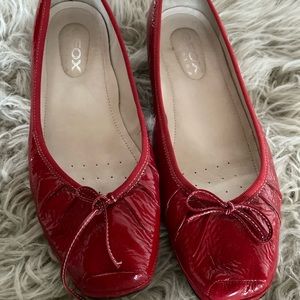 Red patent ballet flats